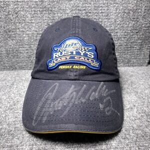 VINTAGE Rusty Wallace Hat Cap Strap Back Mens Blue NASCAR Racing Penske 2005 00s